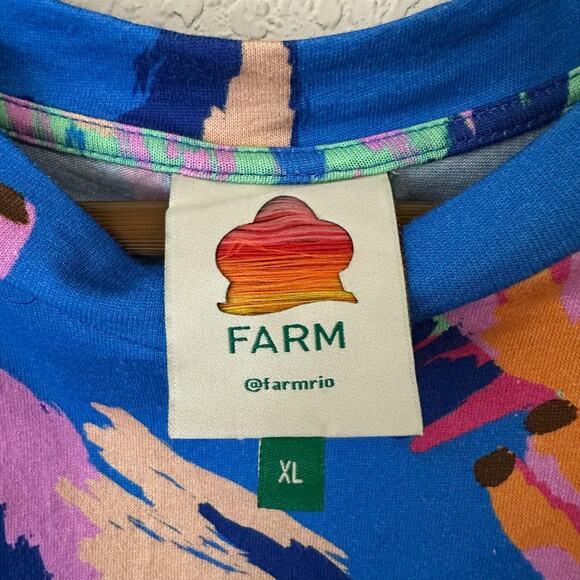 FARM RIO Painted Jungle T-Shirt Dress Multicolor Sleeveless Tropical - Picture 6 of 11